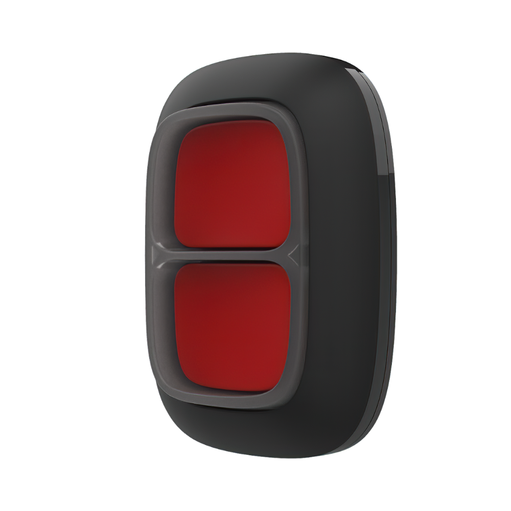 DoubleButton, Wireless hold-up device with advanced protection against accidental activator Black.