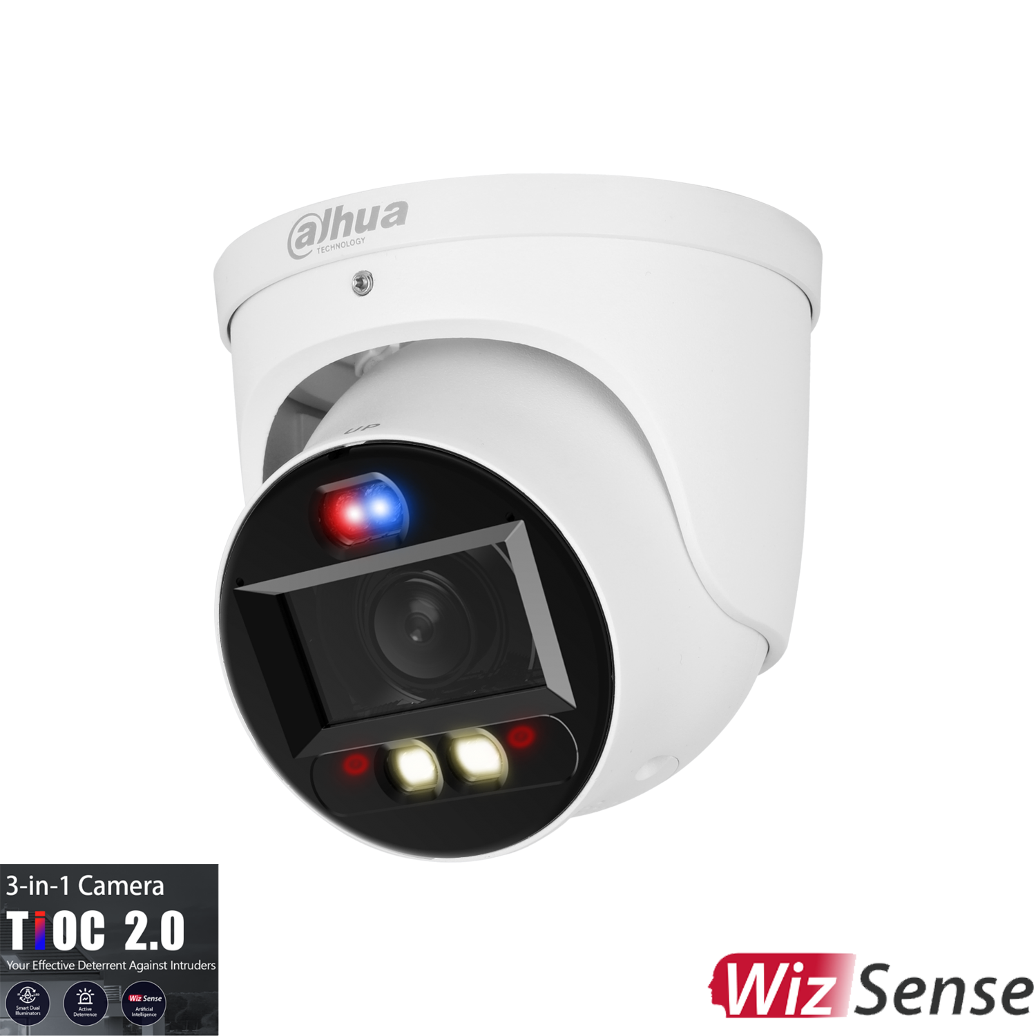 Dahua WizSense Series 8MP TiOC 2.0 Active Deterrence Eyeball Network Camera with 2.7-13.5mm Varifocal Lens, IP67 - DH-IPC-HDW3849H-ZAS-PV-ANZ.