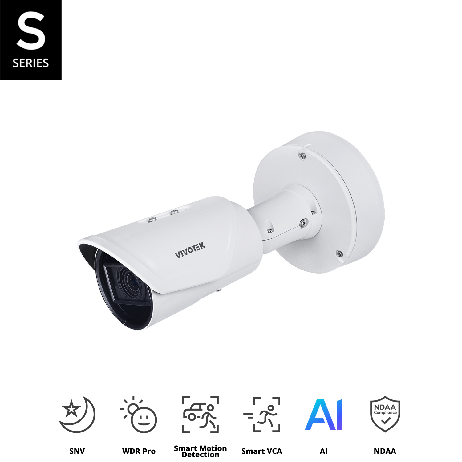 Outdoor Bullet, 8M 30fps, H.265/H.264/MJPEG, f4.4 ~ 10.2mm Motorized Lens, P-iris, D /N, IR 50m, SNV, WDR PRO, 3DNR, PoE/DC12V/AC24V, I/O 1/1, Two- way Audio, MicroSD/SDHC/SDXC, IP66/IP67/IK10 (Metal Housing).