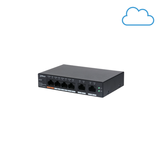 6-Port Cloud Managed Desktop Switch with 4-Port PoE.