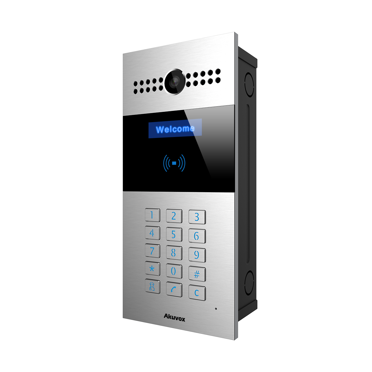 SIP video door phone, numeric keypad, used in apartment buildings, Extra installation bracket required.