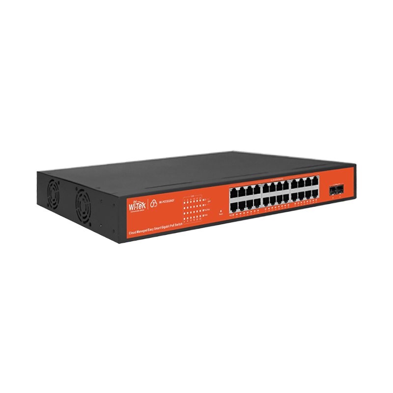 Wi-Tek 24*10/100/1000Mbps RJ45 Ports 2*1000Mbps SFP Slots Cloud Easy Smart PoE Switch.