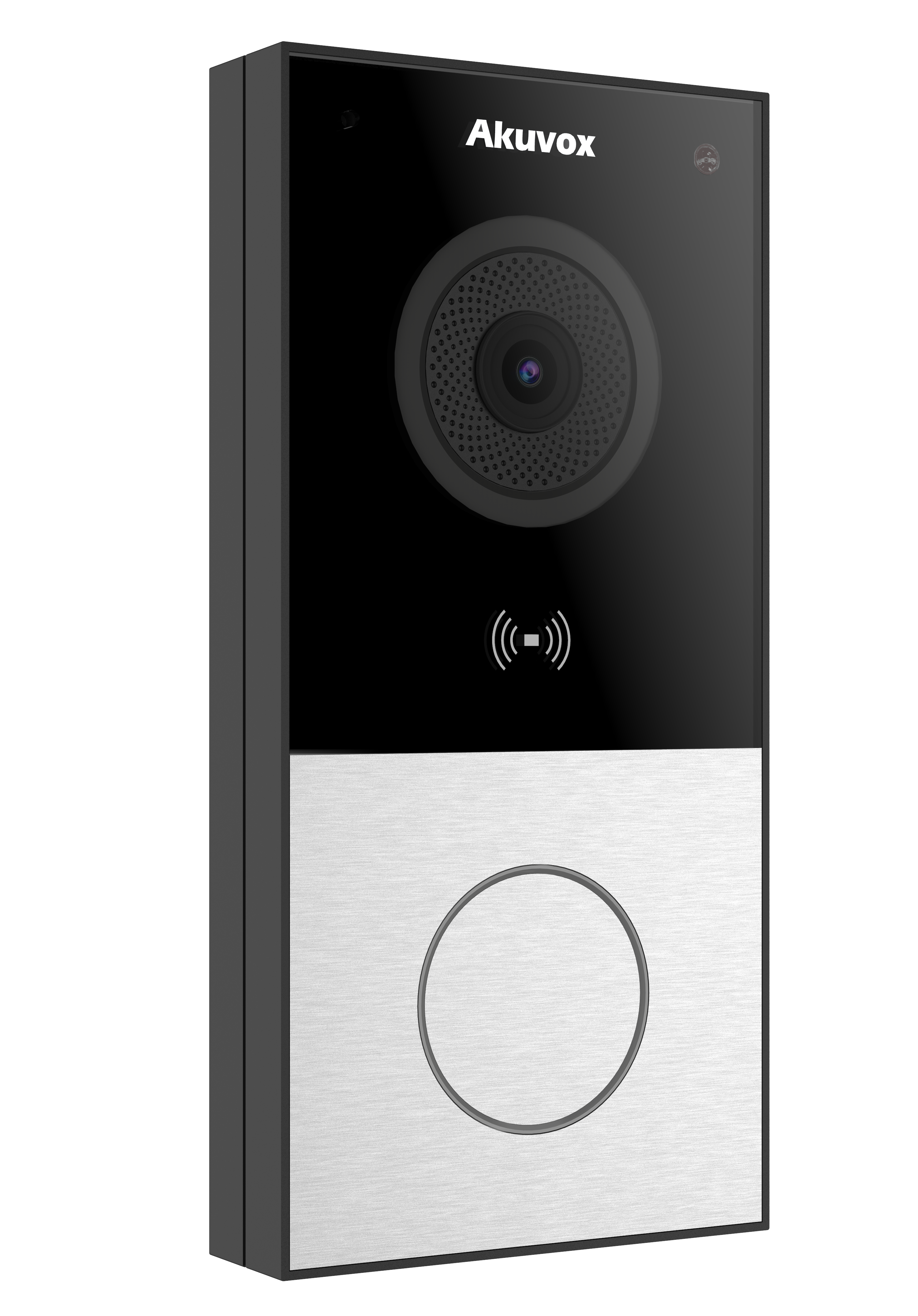 Compact SIP video door phone, 2-way talk, live camera viewing, motion detection, outdoor use, RFID, NFC, Bluetooth.