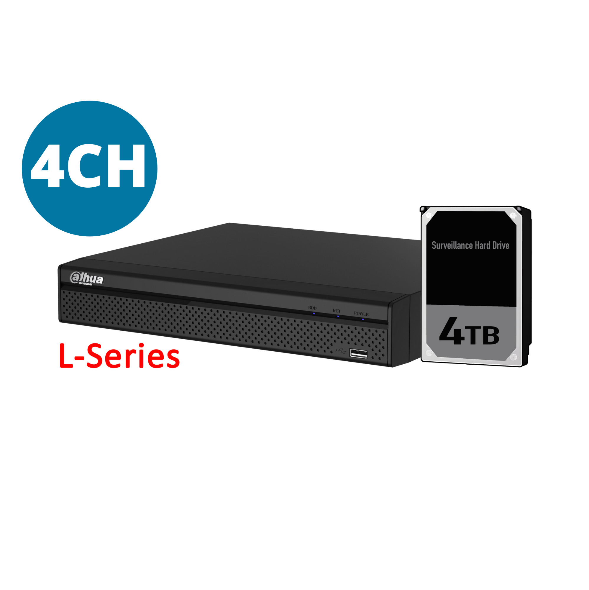 Dahua 4ch NVR Record Up to 8MP, 4 Port PoE,HDMI(4K), Smart 2.0, P2P, HDD-4TB installed.