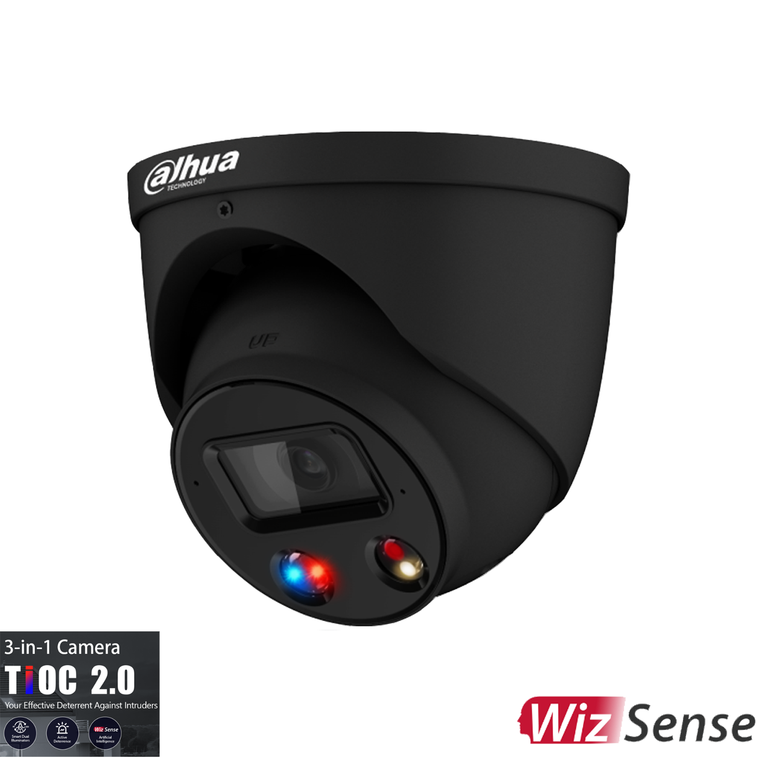Dahua 6MP TiOC IP Turret Fixed 2.8mm, SMD4.0, Built-in Mic & Speaker,WDR, Micro SD,IP67,POE, black.