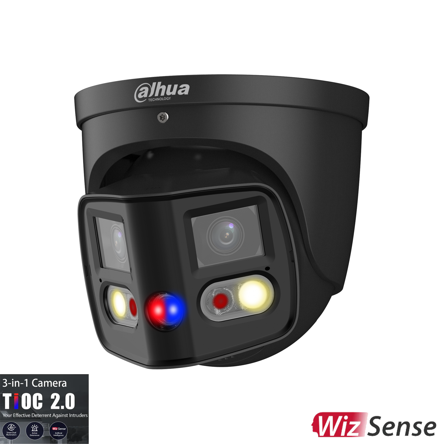 2x4MP TiOC Duo Splicing Fixed-focal Eyeball WizSense Network Camera, Black.
