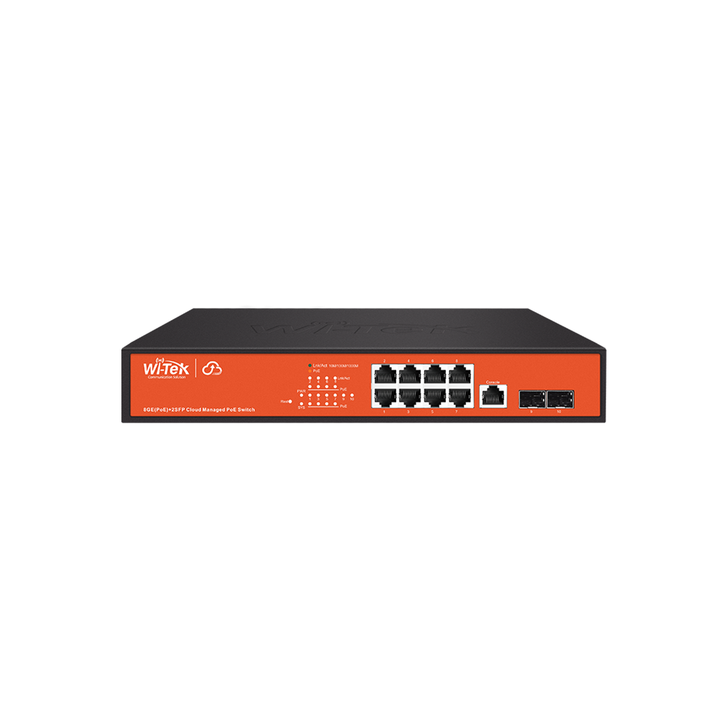Wi-Tek 8GE+2SFP Full Giga 802.3af/at Cloud L2 Managed PoE Switch with 8Port PoE.