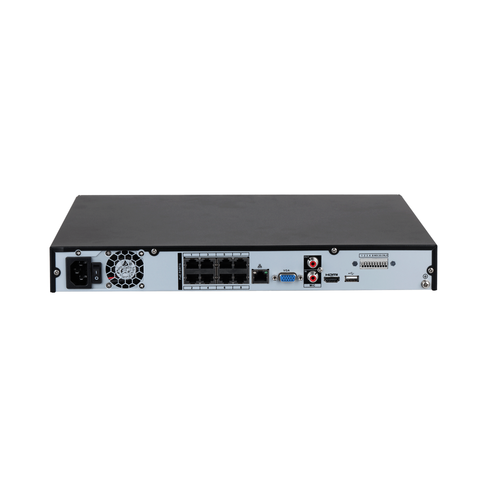 Dahua 8ch NVR Record Up to 16MP, 8 Port PoE,HDMI(4K),Smart 2.0, P2P, Support 2 HDD, 4TB HDD installed.