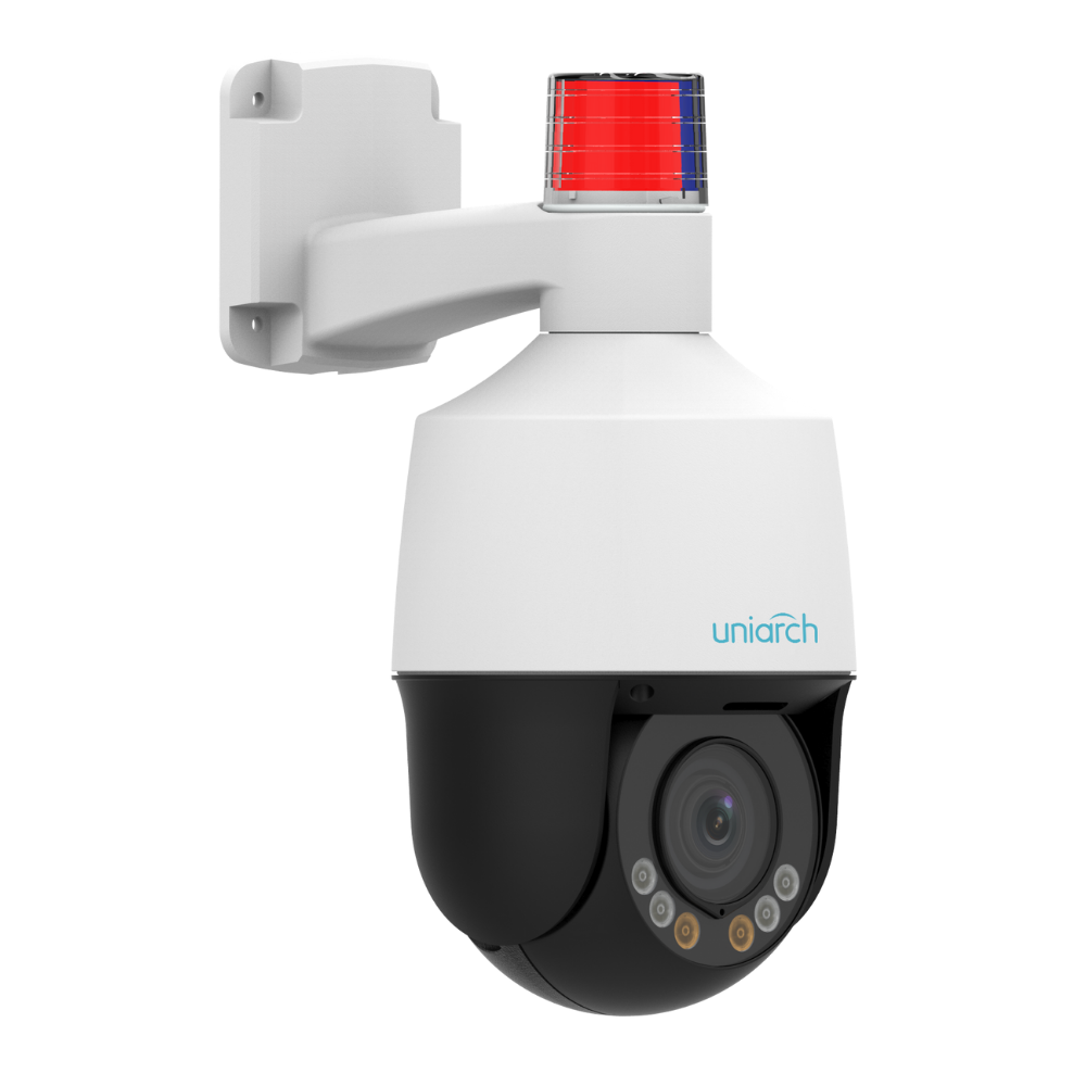 Uniarch Active deterrence camera, 5MP with 4X optical zoom, smart intrusion prevention, LightHunter, Min. illumination 0.003Lux, Built-in-Mic & Speaker,support 256 GB Micro SD card, Smart IR, up to 50M IR distance, IP66 and 2KV surge prevention.