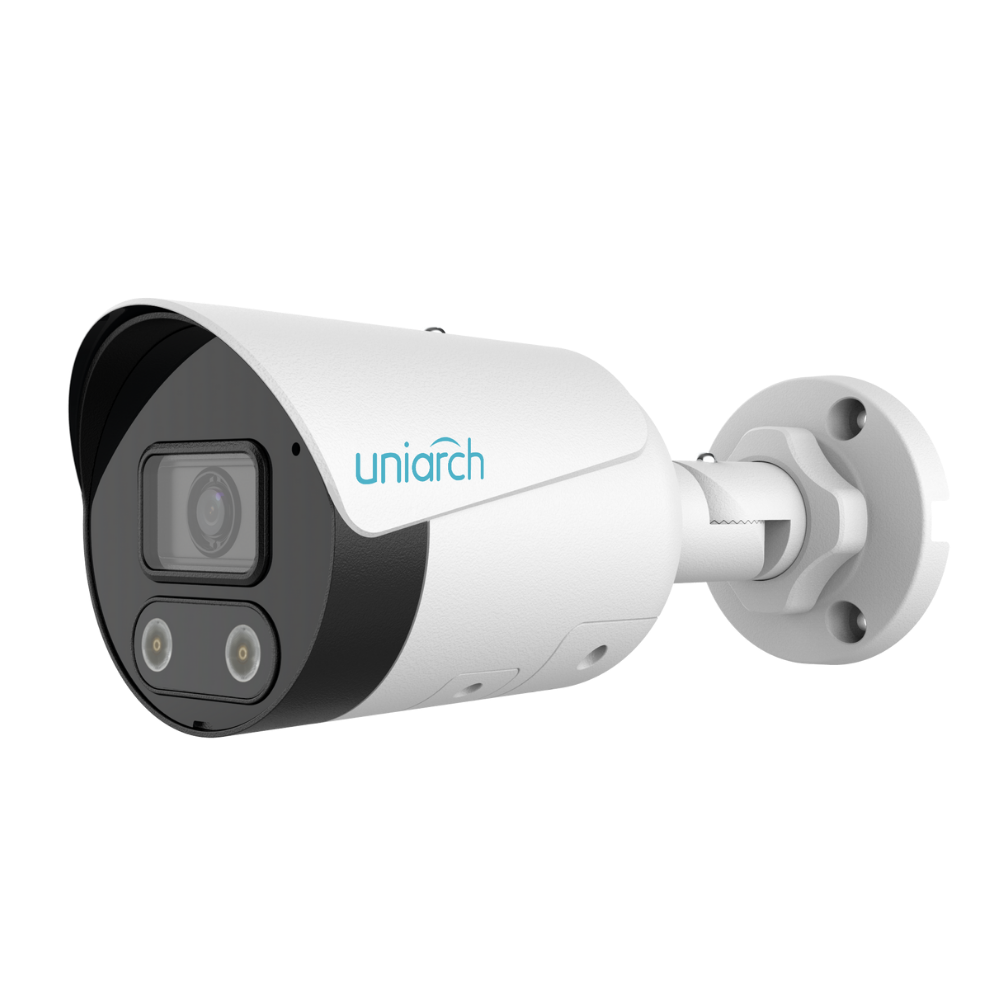 Uniarch AiOC (All-in-One-Camera) 8MP Bullet, Min. illumination 0.01lux, Smart intrusion prevention, powered by ColorHunter technology, 2.8mm fixed lens, 30M IR, 120dB WDR,  support 256 GB Micro SD card, Built-in-Mic& Speaker,  IP67.