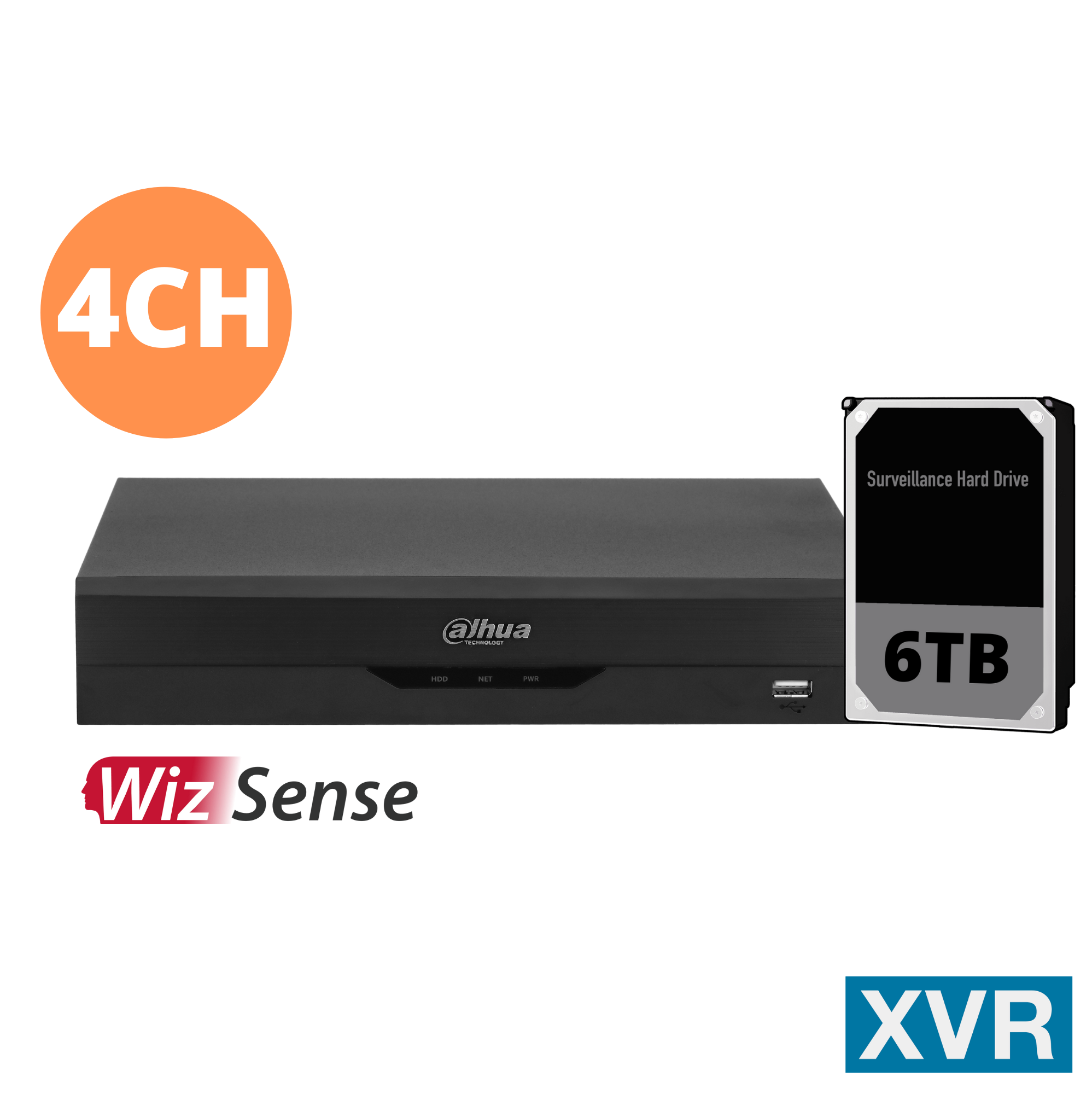Dahua 4ch Penta-brid Record Up to 4K,IVS,Face Detection,Smart Search, Smart Fan,P2P,4TB HDD installed.