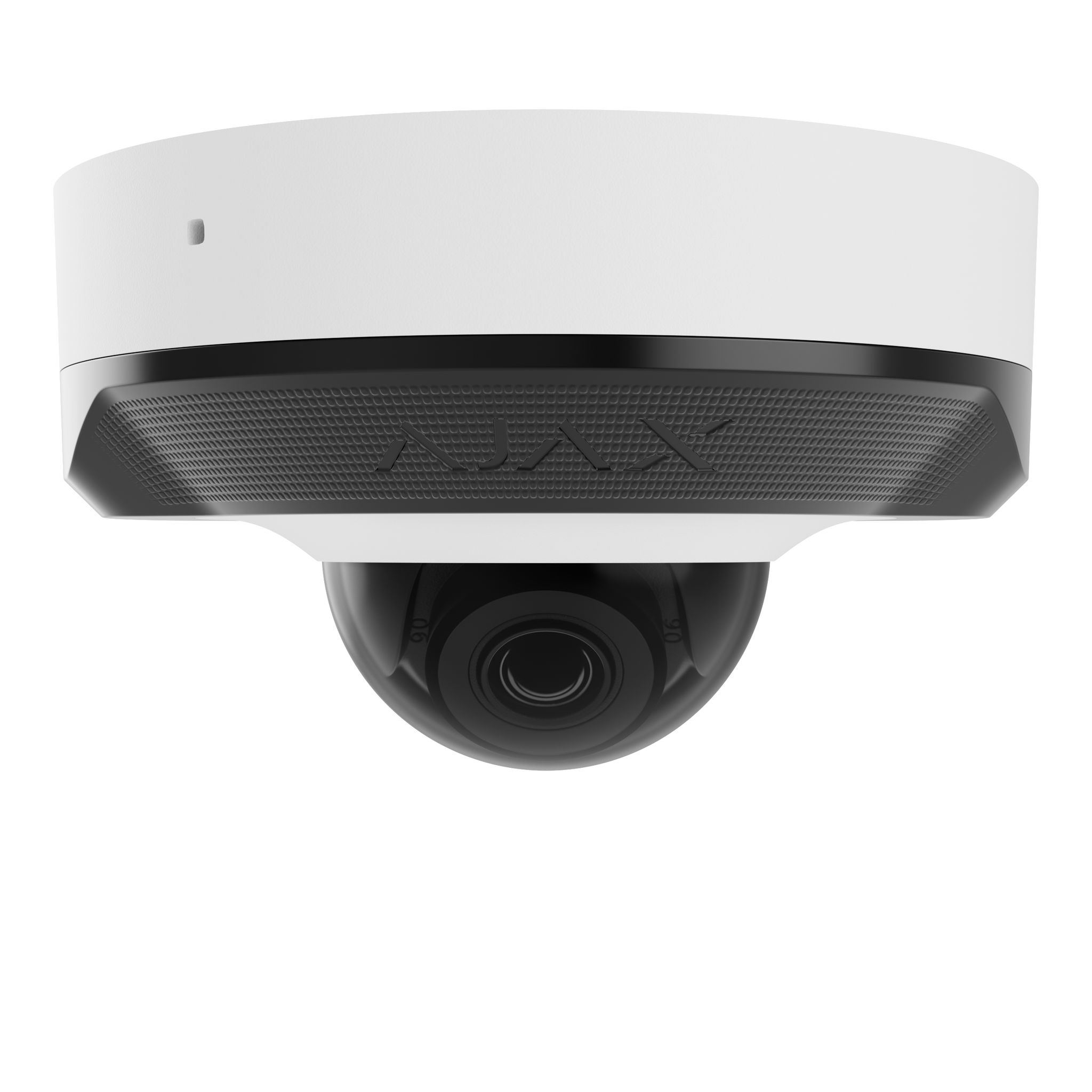 AJAX 5MP Mini Dome White Wired security IP camera, up to 2880x1620px resolution, 100-110 degree viewing angle, 4mm, 25FPS, JetSparrow Video protocol, microSD, H.264, H.265, HDR, WDR, up to 100 Mbps, up to 35m IR, PoE, 12V1A, IP65.