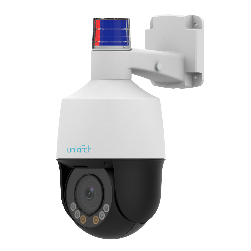 Uniarch Active deterrence camera, 5MP with 4X optical zoom, smart intrusion prevention, LightHunter, Min. illumination 0.003Lux, Built-in-Mic & Speaker,support 256 GB Micro SD card, Smart IR, up to 50M IR distance, IP66 and 2KV surge prevention.