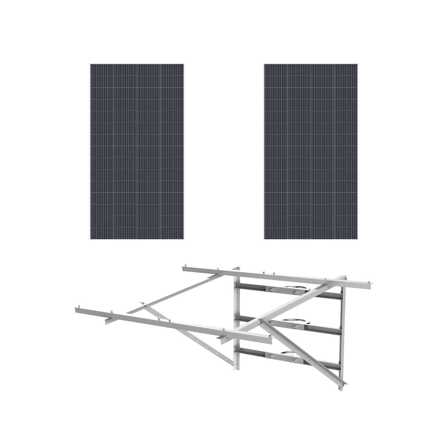 Kit includes: 2pcs of 275W Monocrystalline Silicon Solar panels, 1pc of solar mount bracket fitting two panels.
