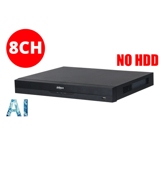 Dahua 8ch NVR Record Up to 16MP, 8 Port PoE,HDMI(4K),Smart 2.0, P2P (without HDD), Support 2 HDD.