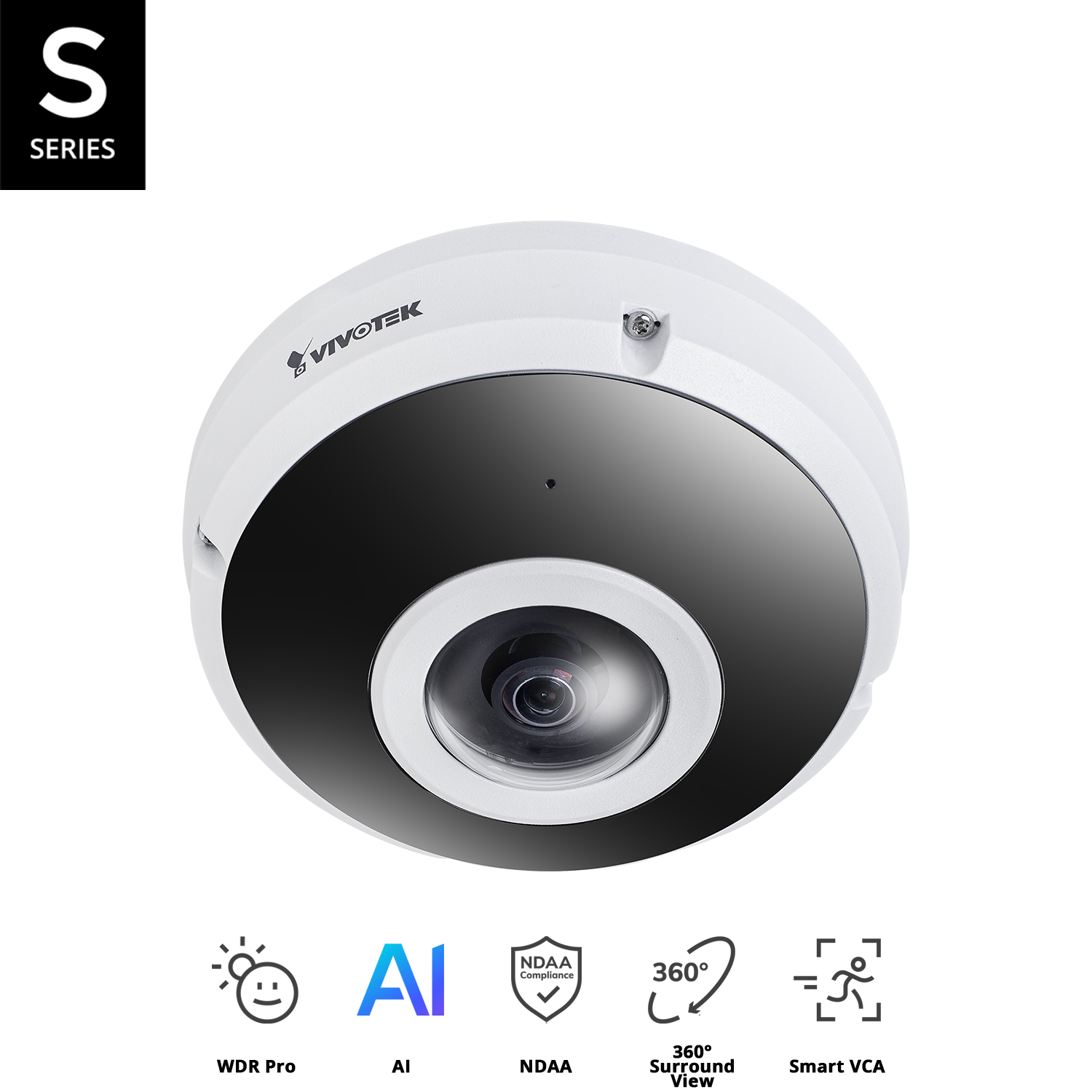 Outdoor Vandal Proof, 12M, 25fps, H.265/H.264/MJPEG, f1.29mm panamorph l ens, D/N, IR 20m, Smart IR II (adIR), WDR Enhanced, smart VCA 360 included.