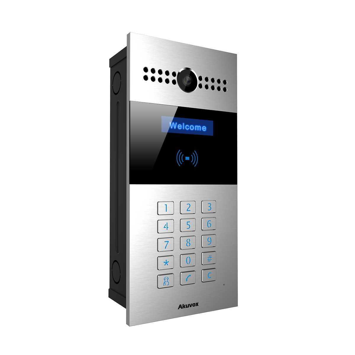 SIP video door phone, numeric keypad, used in apartment buildings, Extra installation bracket required.
