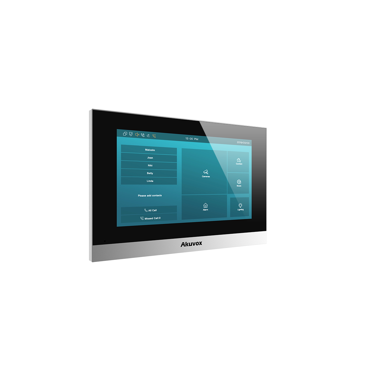 7'' Linux 2-Wire indoor monitor, slim body, fits into limited space, two-way audio, SIP standard, PoE or external source.