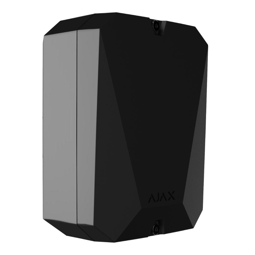 MultiTransmitter, Integration module with 18 wired zones for connecting third-party detectors to Ajax security system Black.