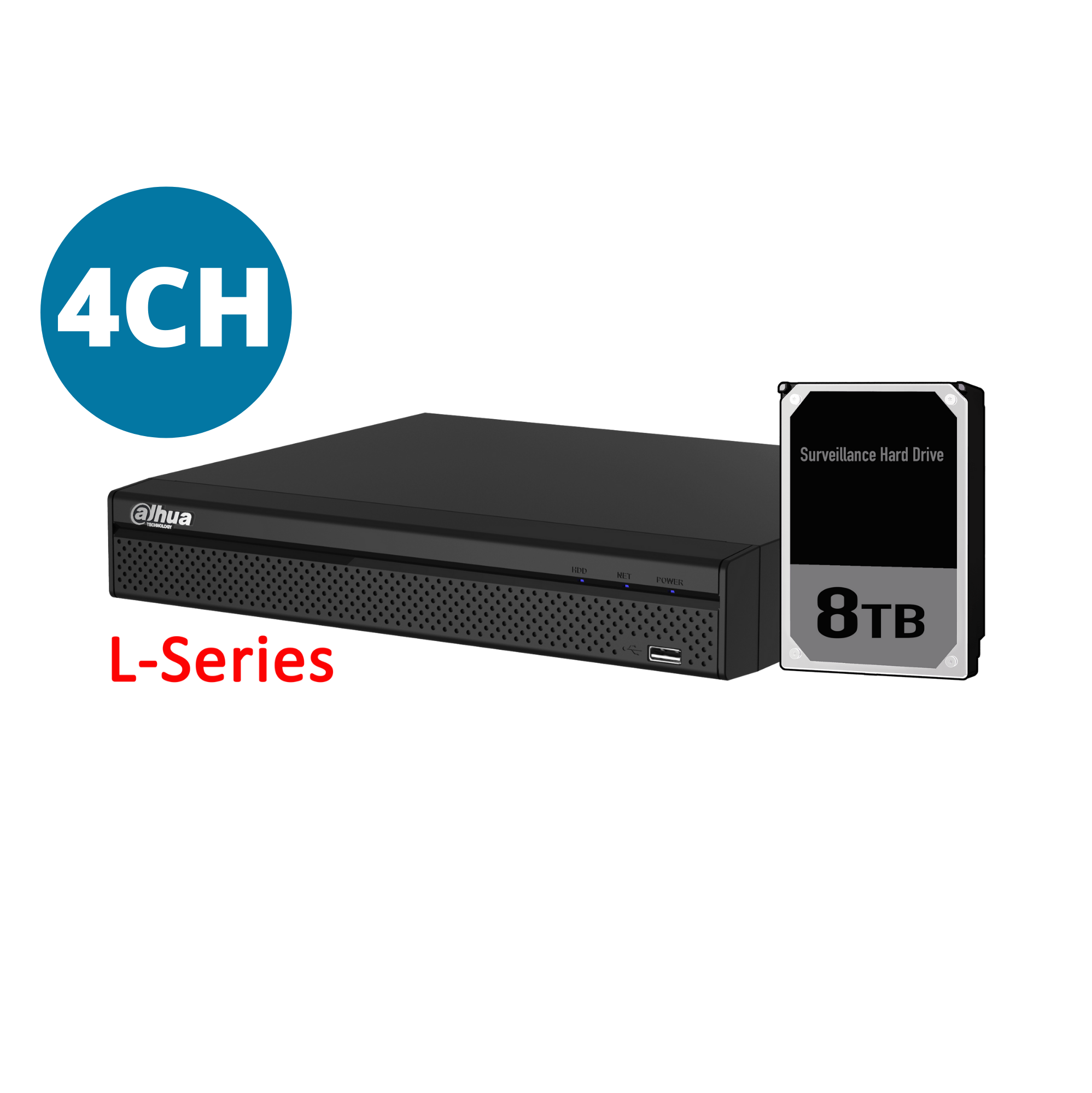 Dahua 4ch NVR Record Up to 8MP, 4 Port PoE,HDMI(4K), Smart 2.0, P2P, HDD-8TB installed.