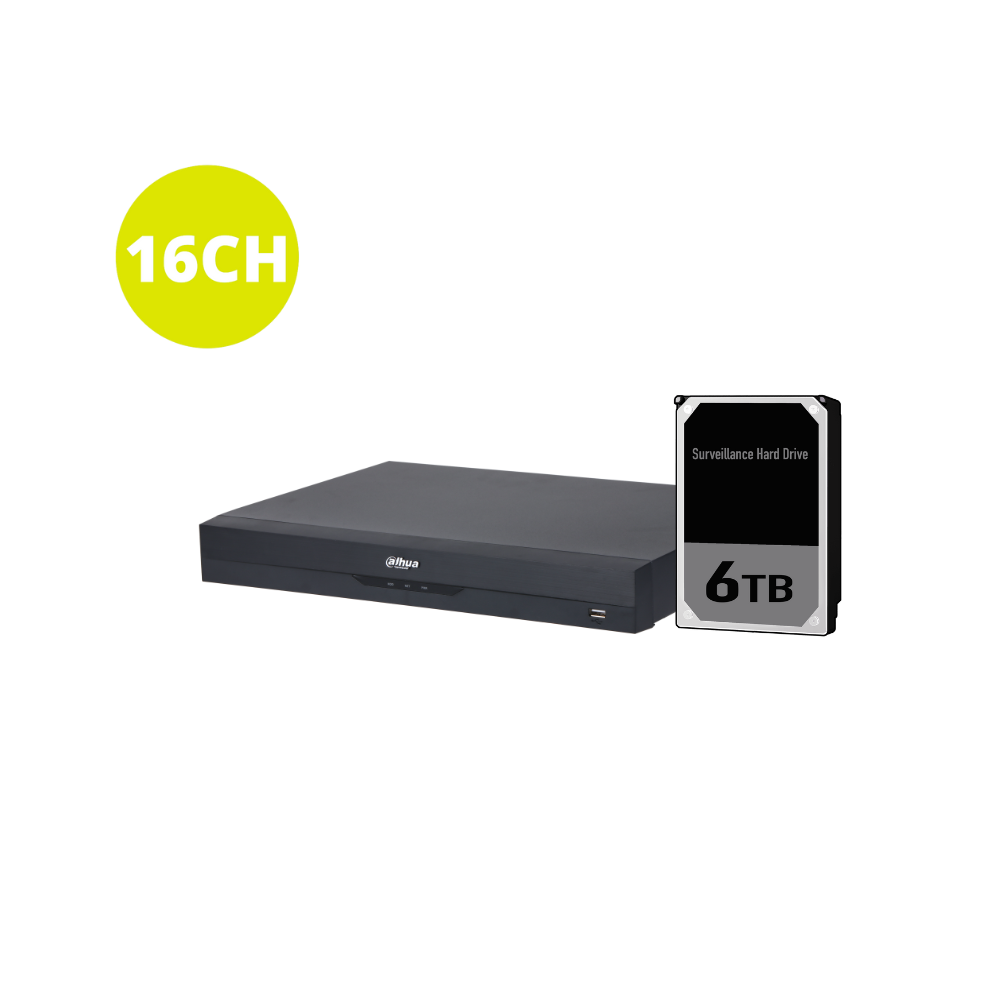 Dahua 16ch Penta-brid Record Up to 4K,IVS,Face Detection,Smart Search, Smart Fan,P2P, 6TB HDD installed.