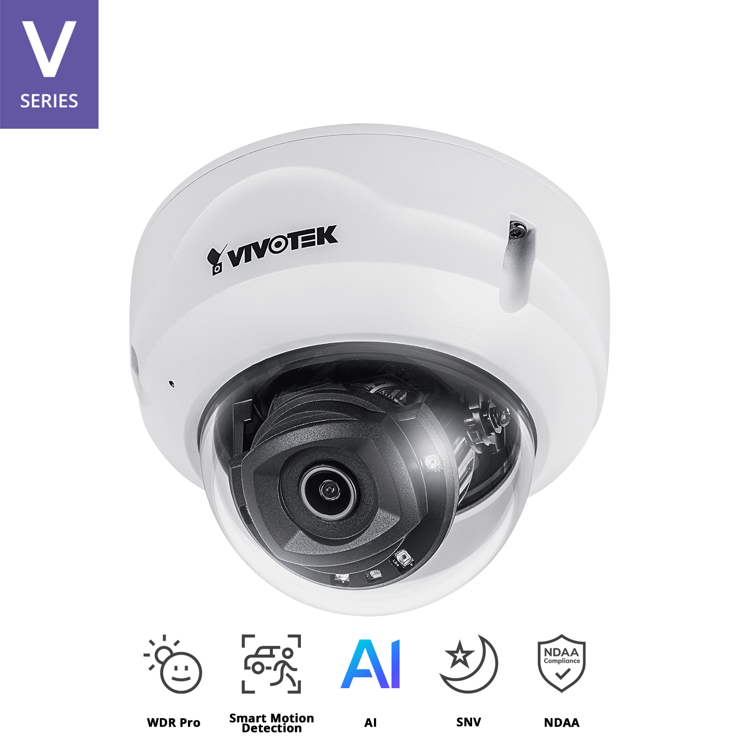 Outdoor Vandal Dome, 5M 30fps, H.265/H.264/MJPEG, f2.8 mm Lens, , IR 30m, SNV, WDR PRO, Smart Stream III, PoE, One-way Audio, Micro SD/SDHC/SDXC, IP66/IK10, Working Temperature:-40°C ~ 60°C (-40°F ~ 140°F) (IR off).