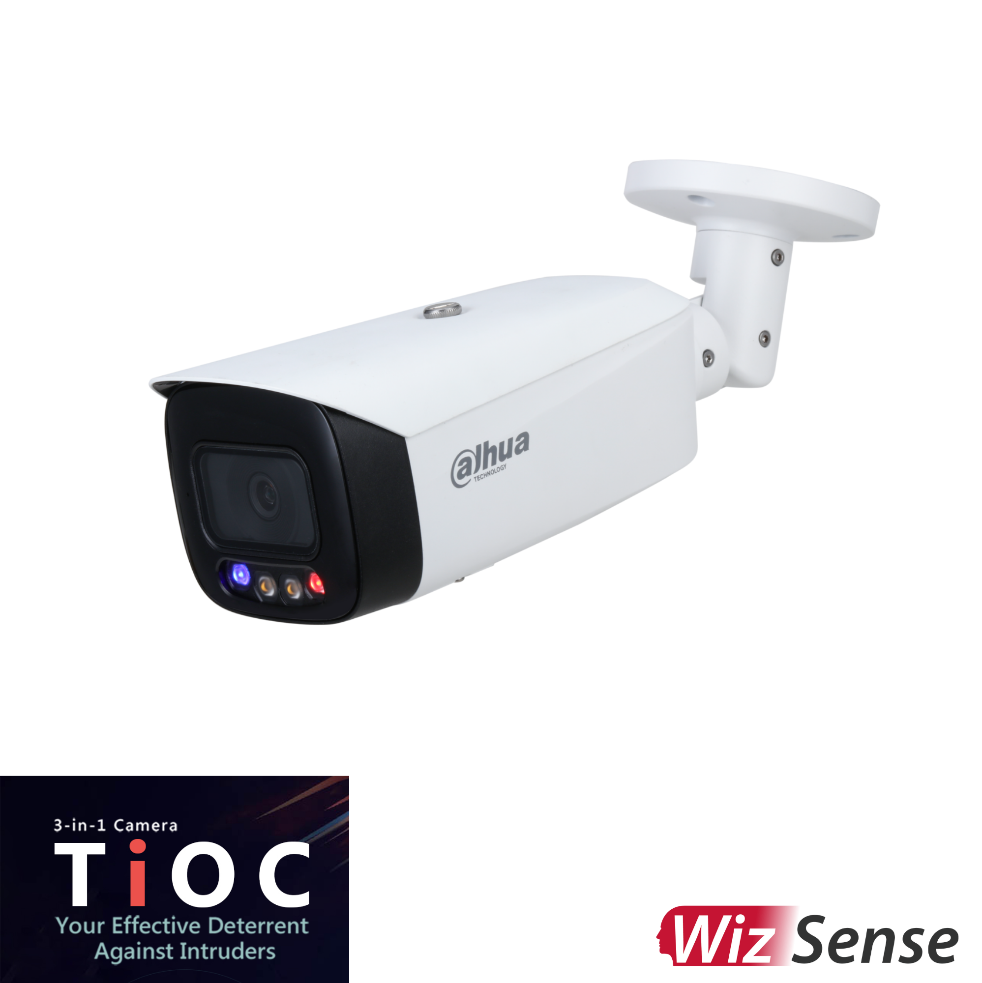 Dahua 5MP TiOC Active Deterrence 1.0 IP Bullet Fixed 2.8mm, Built-in Speaker,WDR, Micro SD,IP67,POE.
