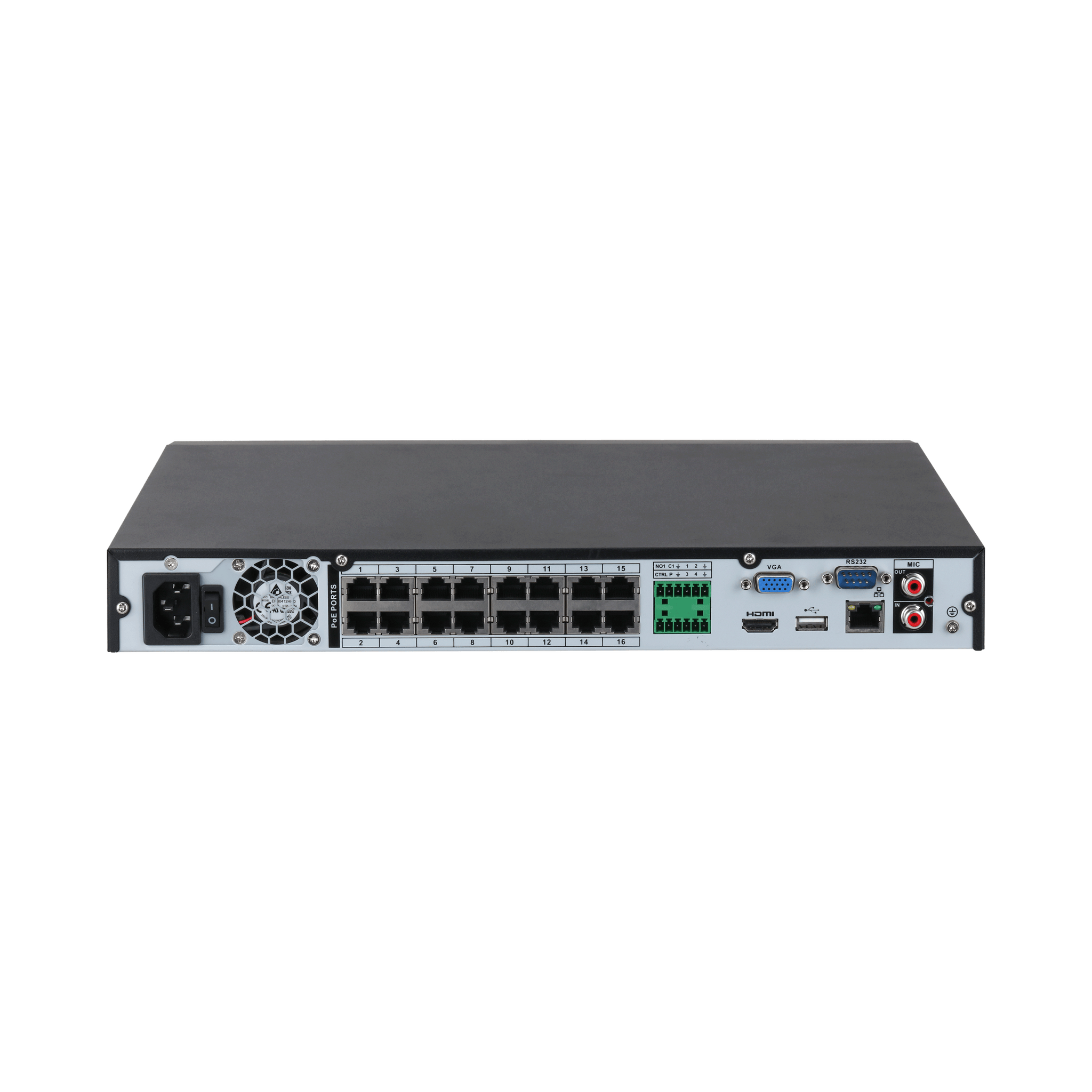 Dahua 16ch NVR Record Up to 16MP, 16 Port PoE,HDMI(4K),Smart 2.0, P2P, Support 2 HDD, 4TB HDD installed.