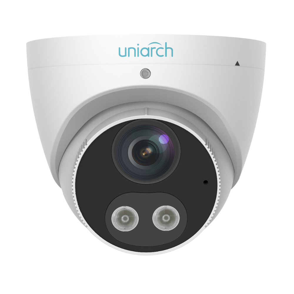 Uniarch AiOC (All-in-One-Camera) 5MP Turret, Min. illumination 0.003lux, Smart intrusion prevention, powered by ColorHunter technology, 2.8mm fixed lens, 30M IR, 120dB WDR,  support 256 GB Micro SD card, Built-in-Mic & Speaker, IP67.